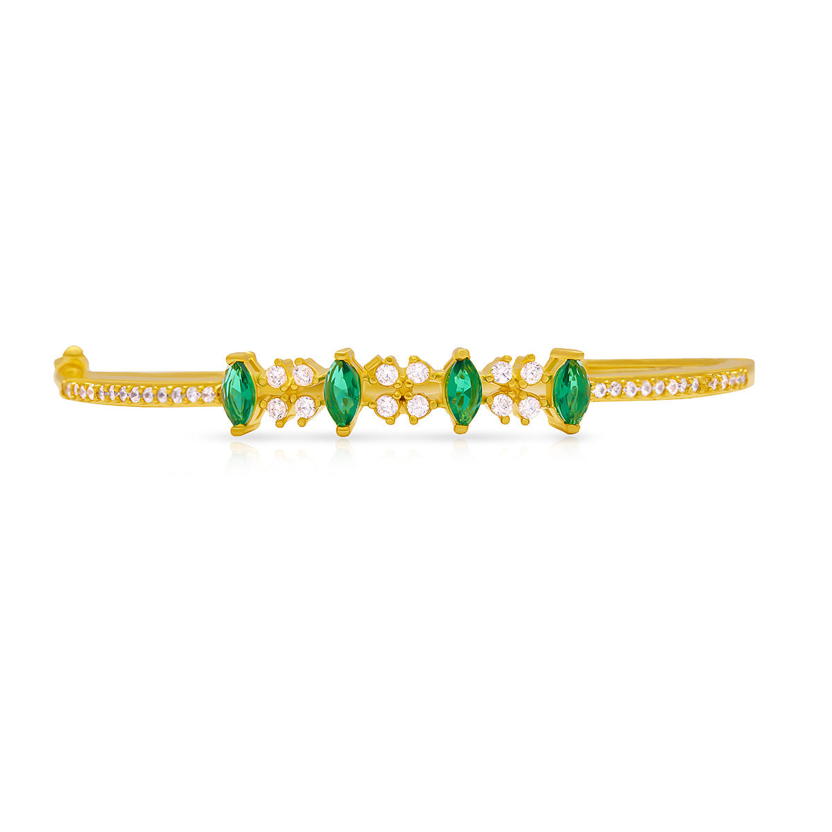 Radiant Gold Bracelet with Green Gem Accents