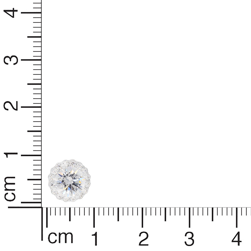 Silver Zircon Bezel Diamond Stud Earrings