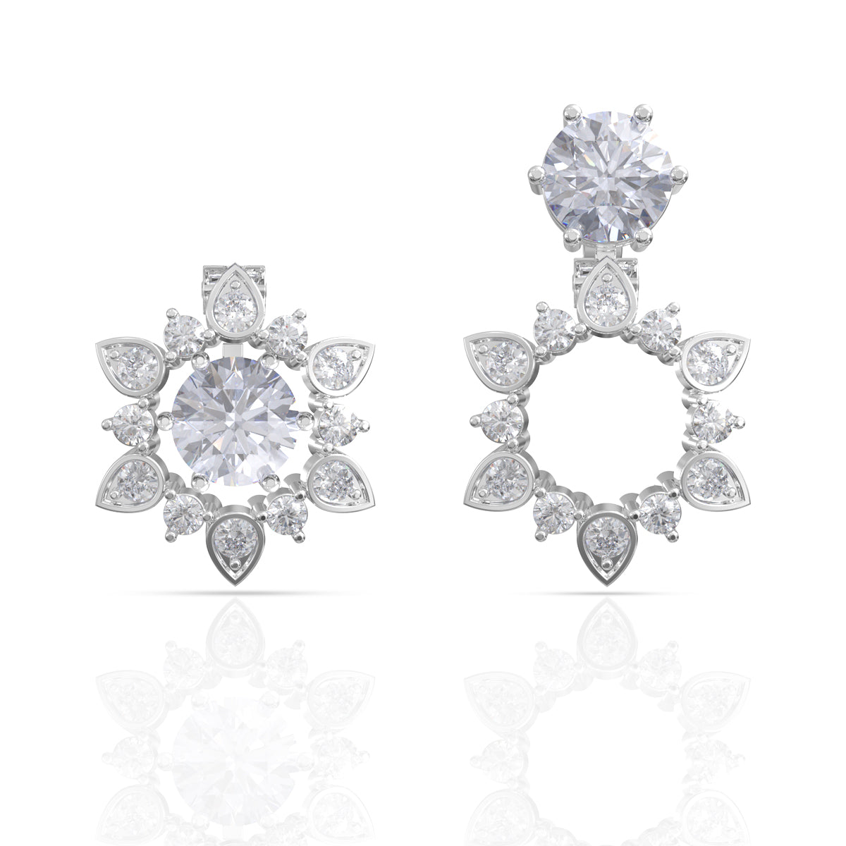 Snowflake Versatile Silver Earrings From Stud to Dangler