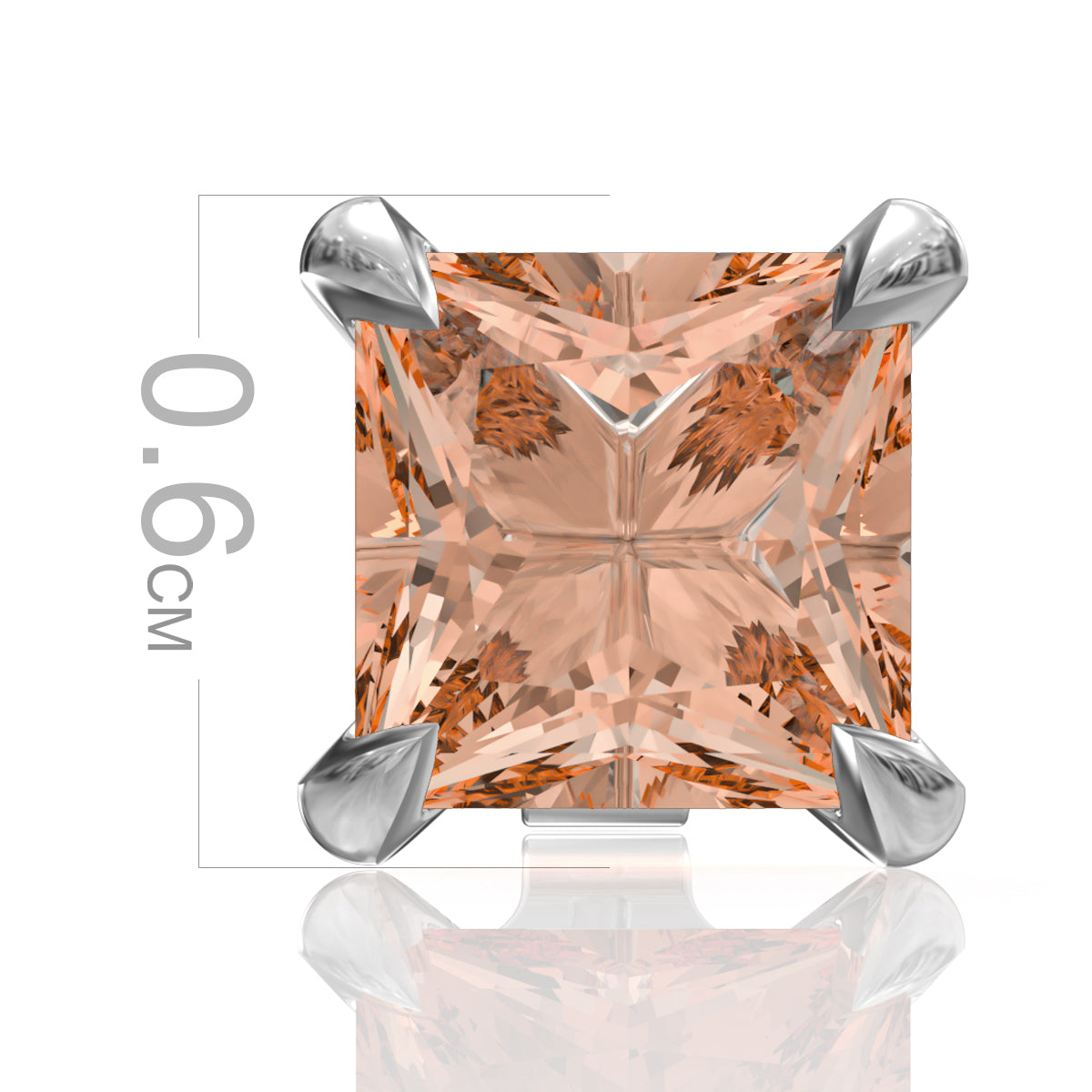 Silver Spessartine Square Stud Earrings