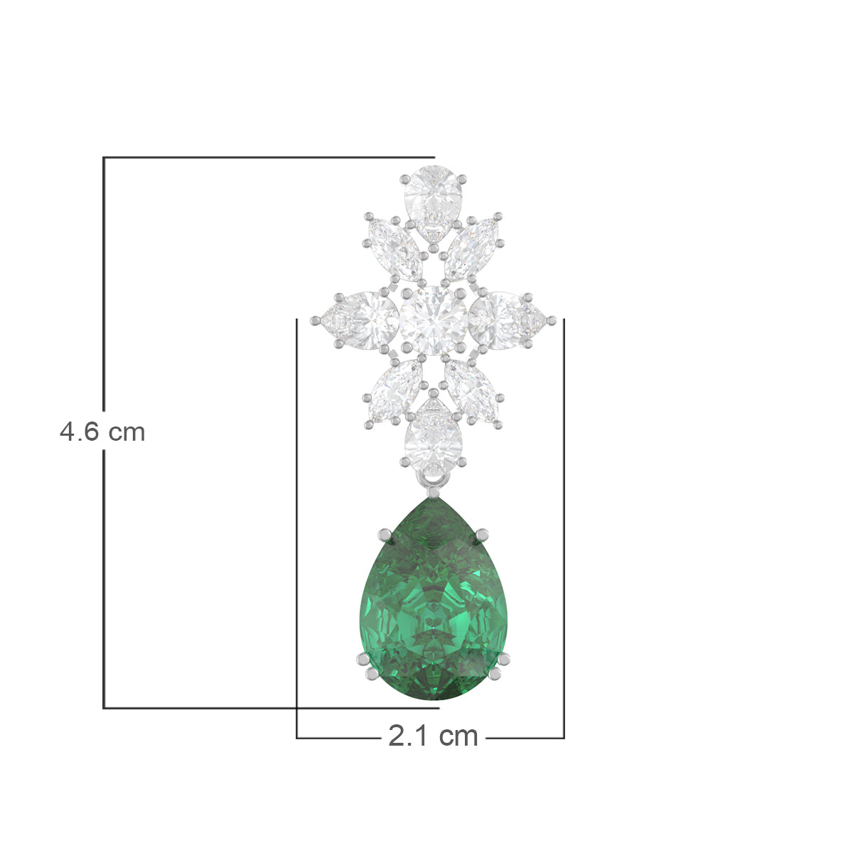 Emerald Drop Diamond Floral Earrings