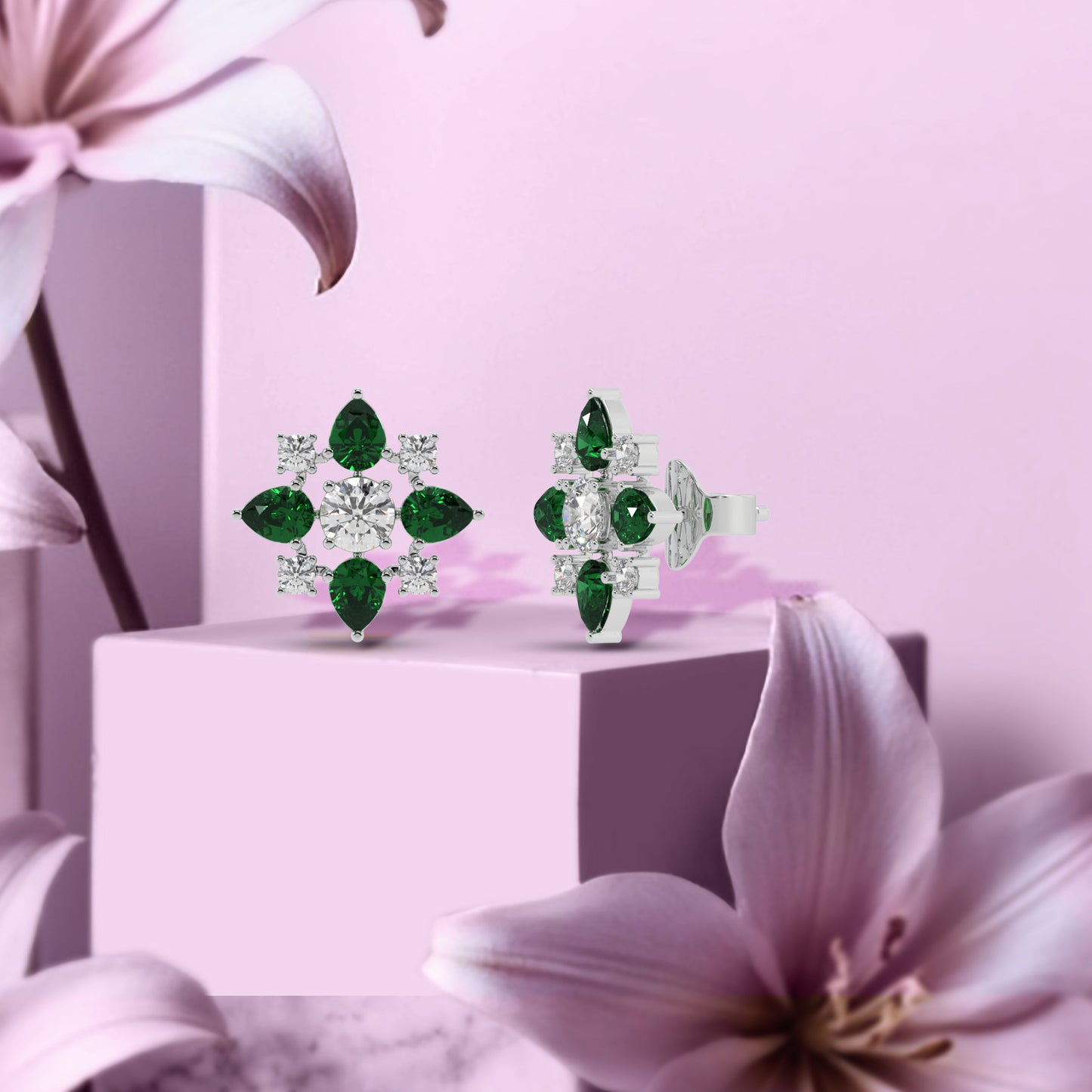 Regal Green Elegance Stud Earrings