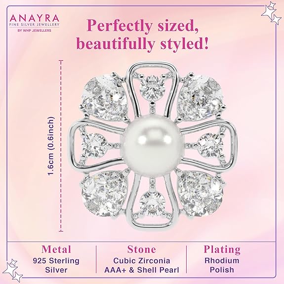 Silver White Radiance Floral Stud Earrings