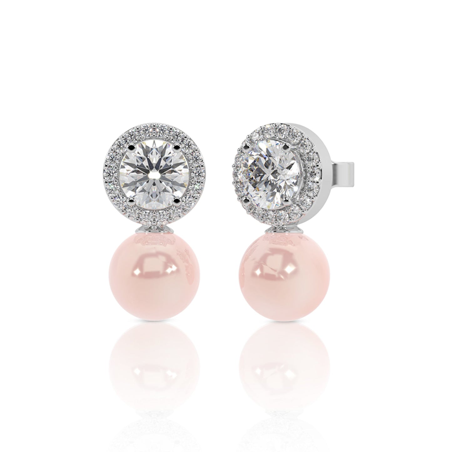 Shimmering Blush Elegance Silver Dangler Earrings
