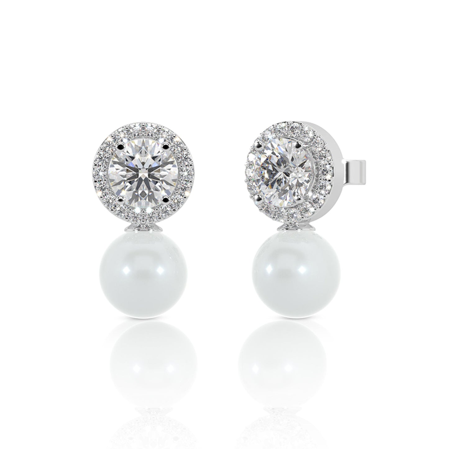 Sparkling Silver Pearl Dangler Earrings