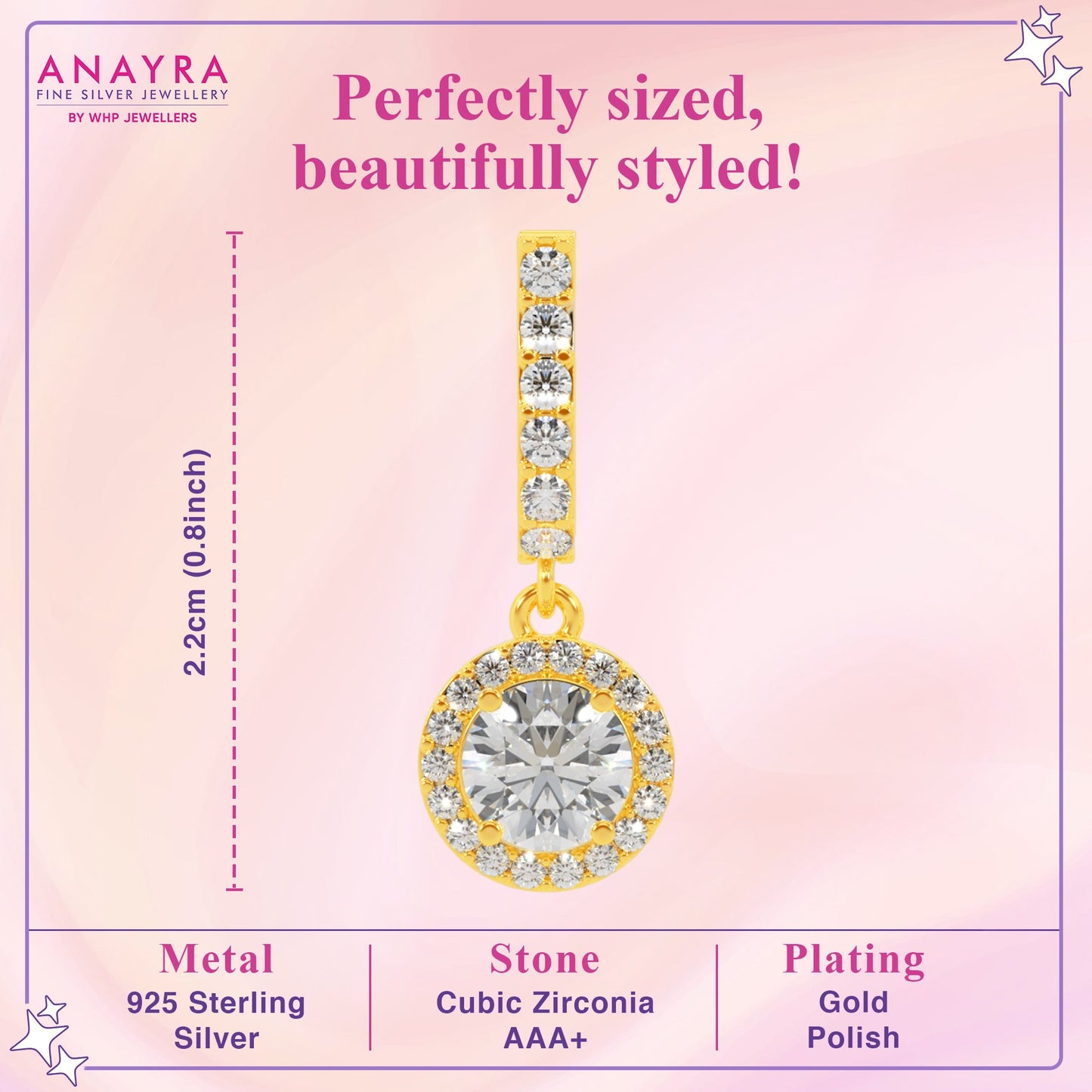 Shimmering Gold Diamond Circle Drops