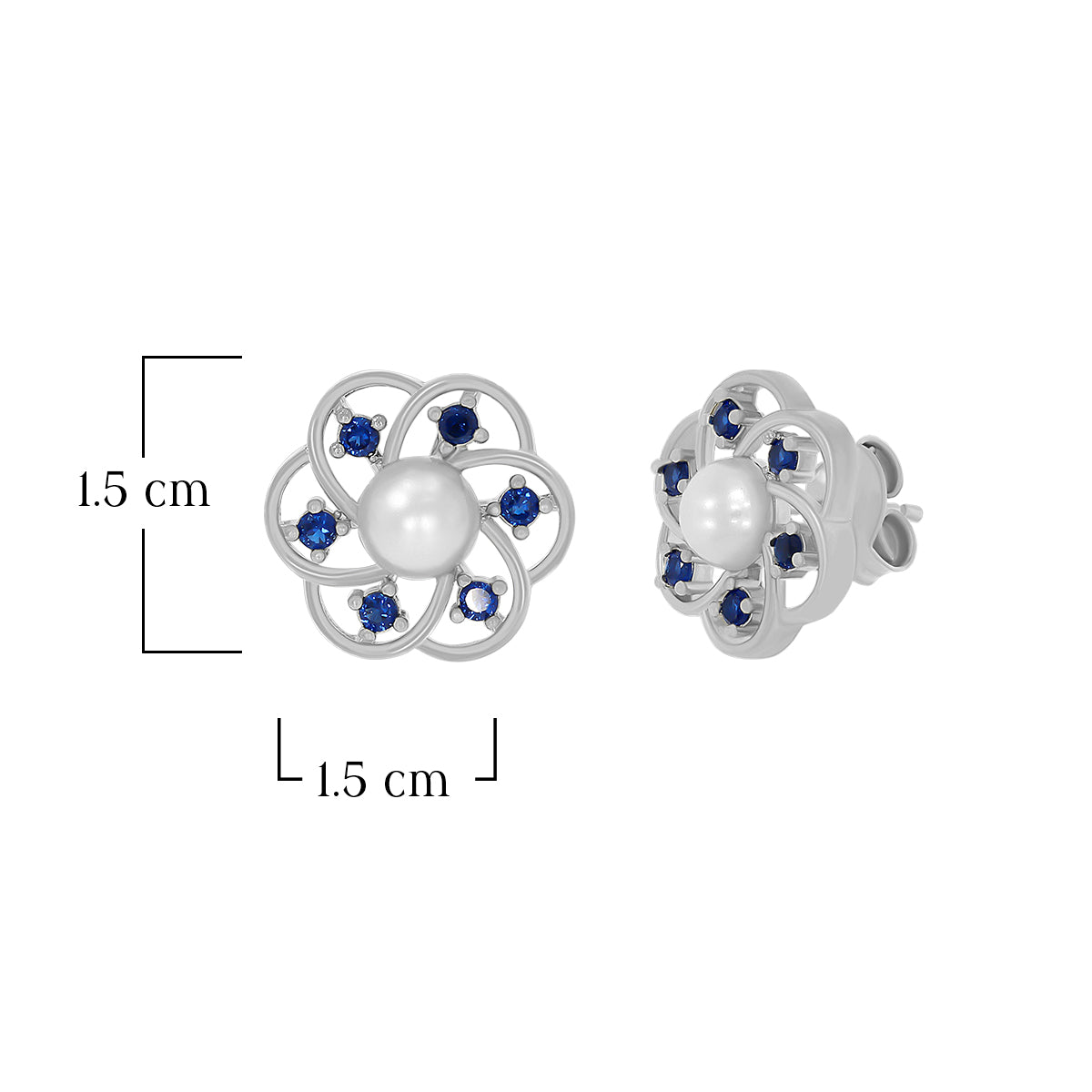 Blue Accent Pearl Studs