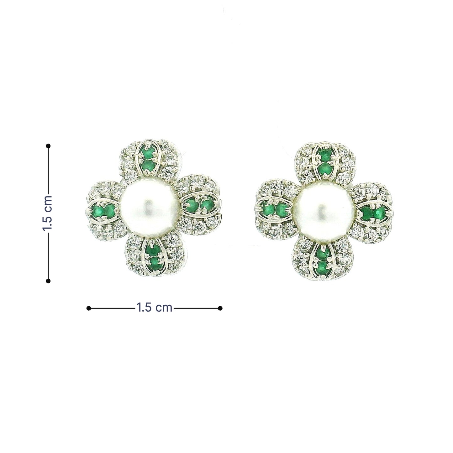 Diamond Clover Flower Earrings