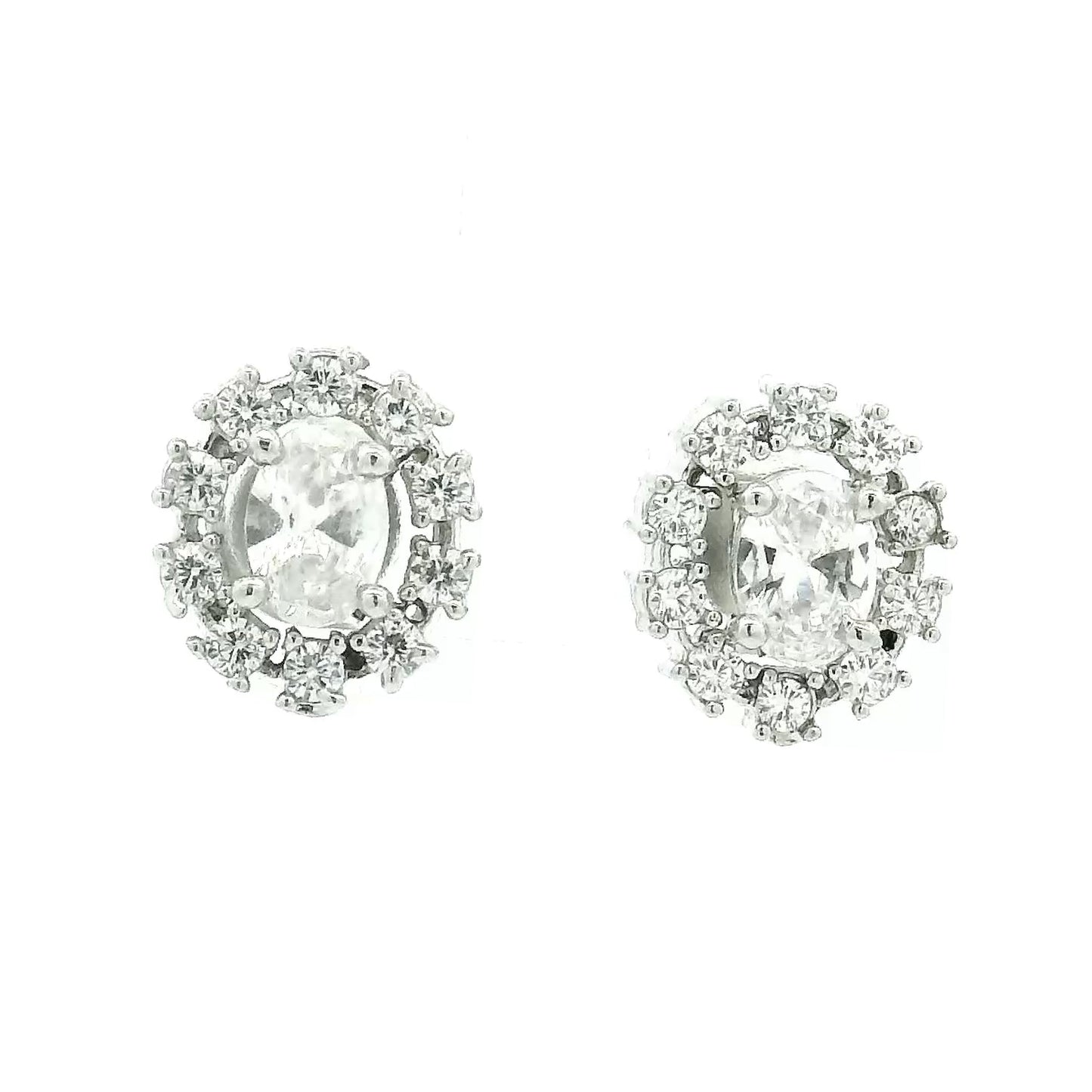 Silver Tone Oval Studs
