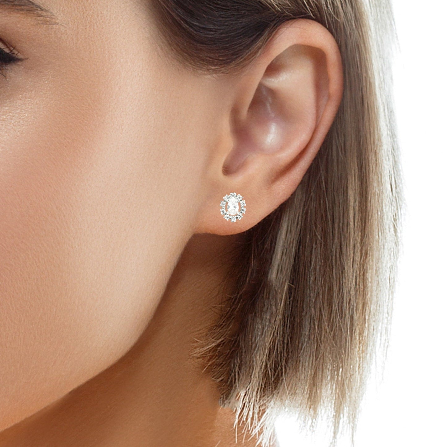 Silver Tone Oval Studs
