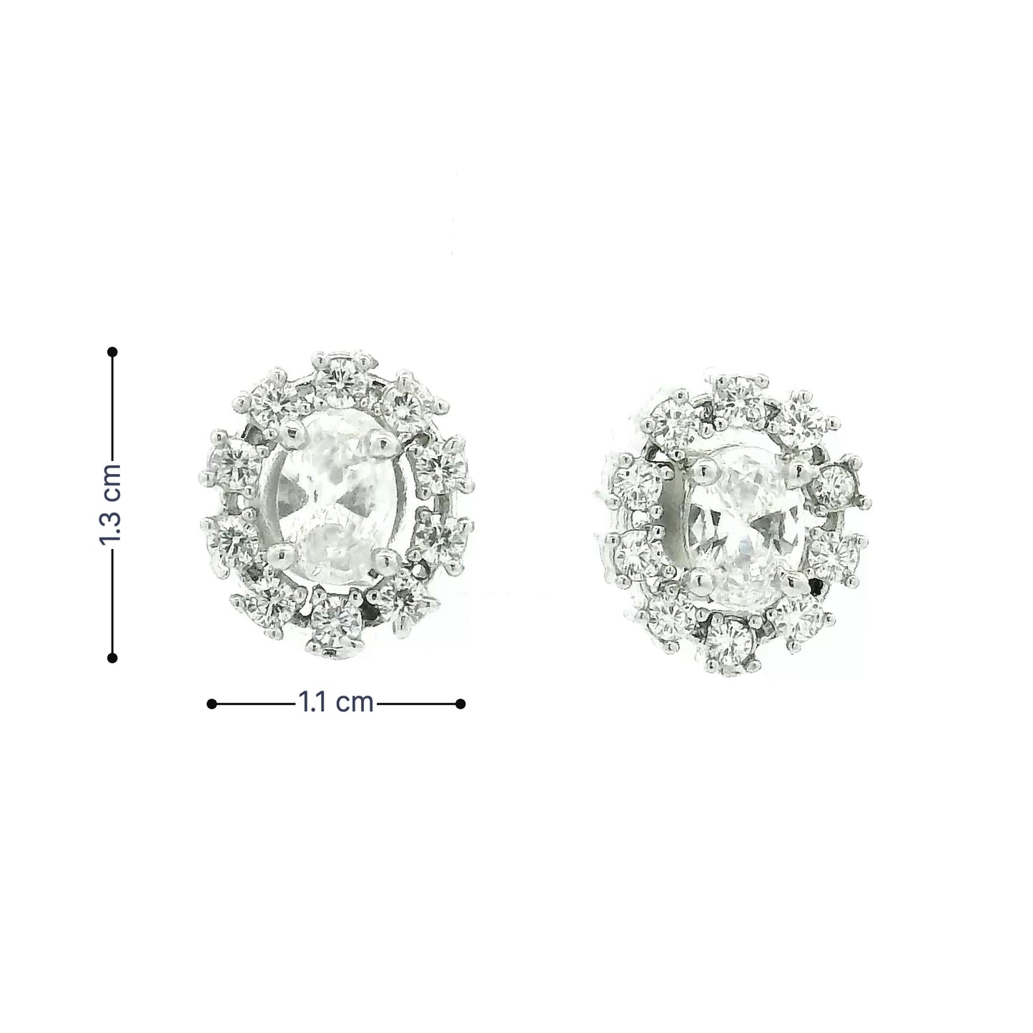 Silver Tone Oval Studs
