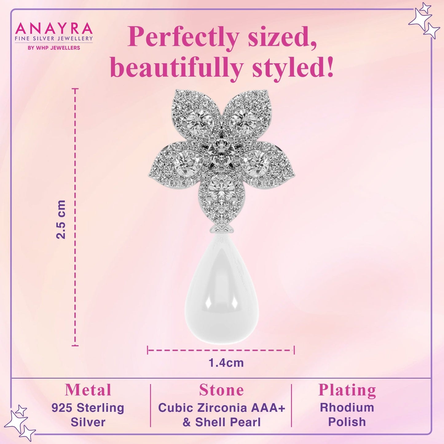 Diamond Floral Drop Earrings