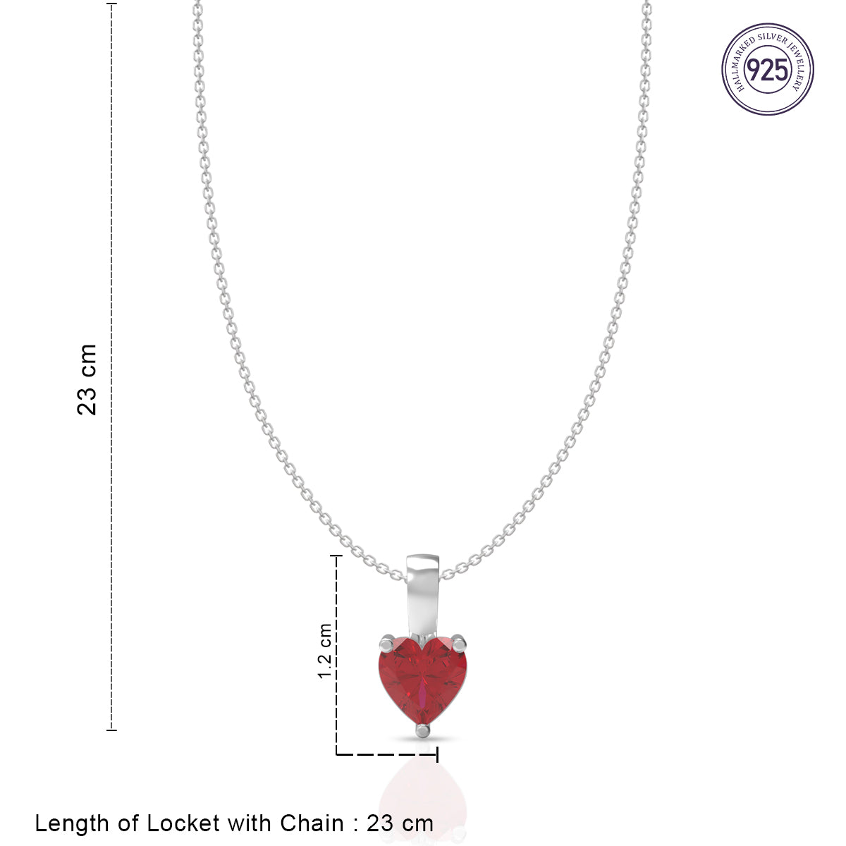 Elegant Red Heart 925 Sterling Silver Locket