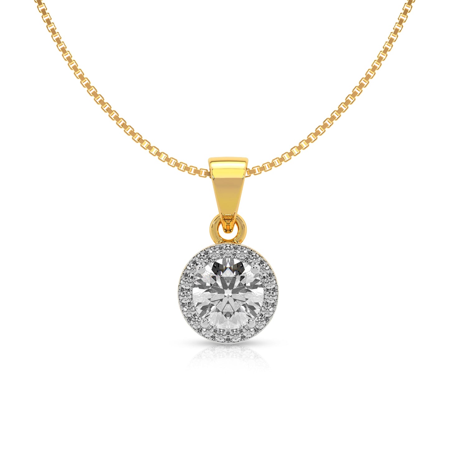 Stunning Gold Pendant with Diamond Halo