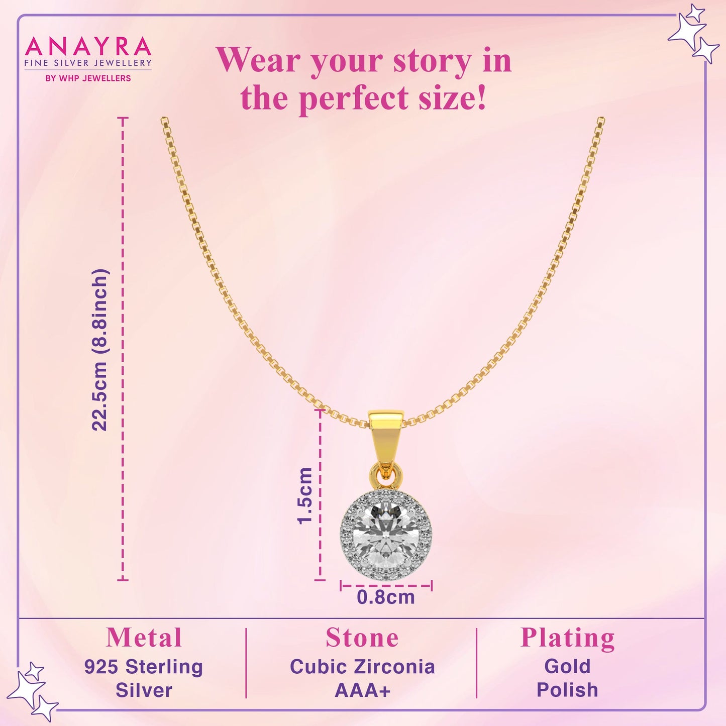 Stunning Gold Pendant with Diamond Halo