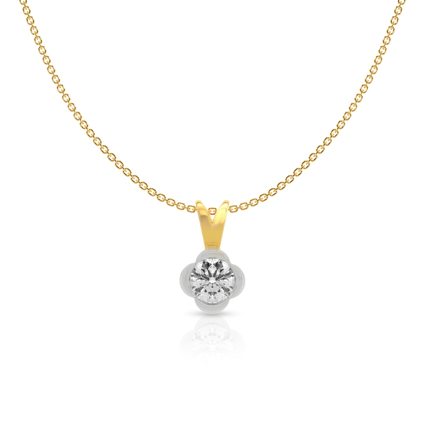 Charming Gold Necklace with Diamond Flower Pendant