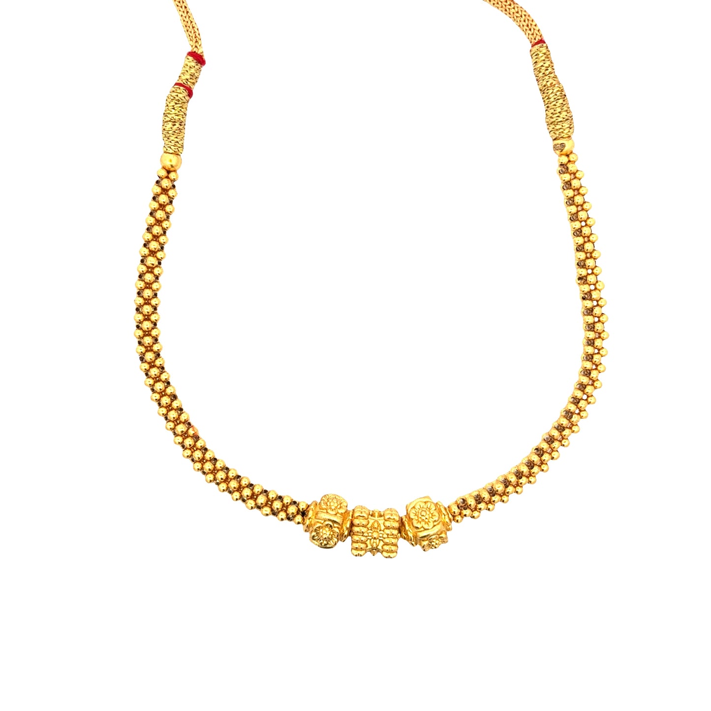 Classic Floral Bead Gold Necklace
