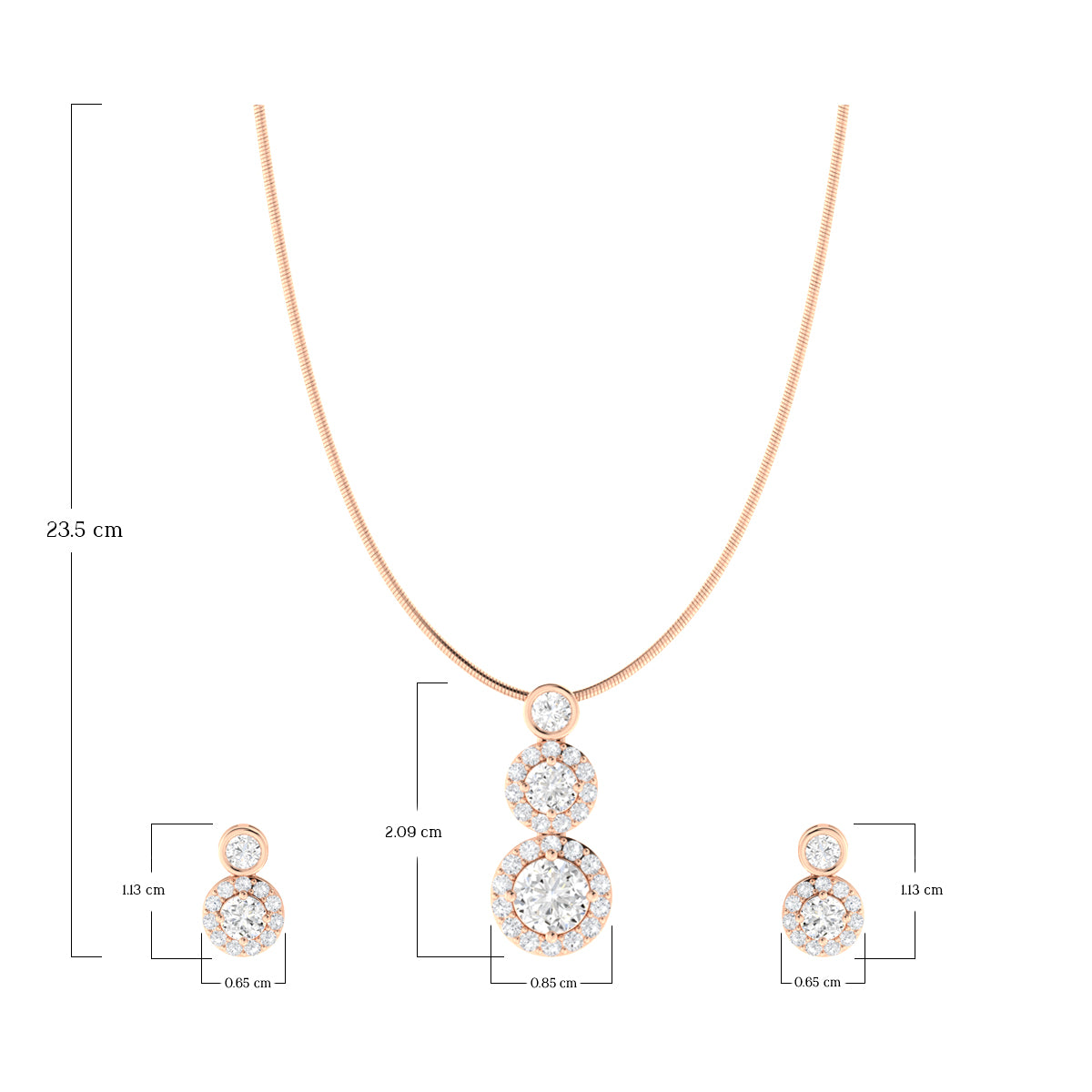 Silver Diamond Pendant With Earrings