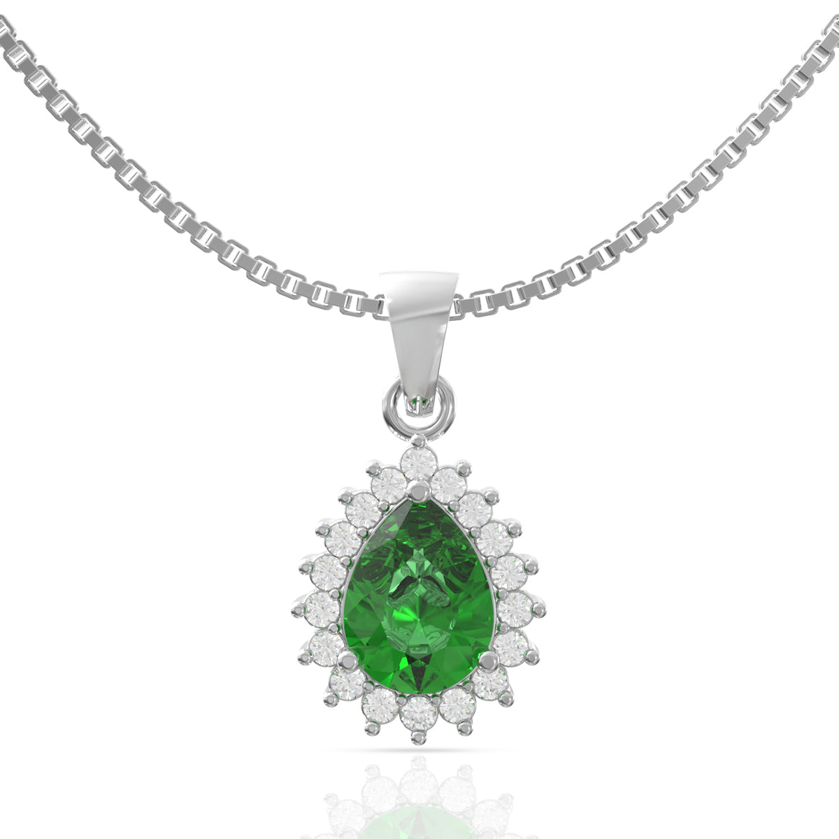 Charming Silver Green Drop Pendant Set