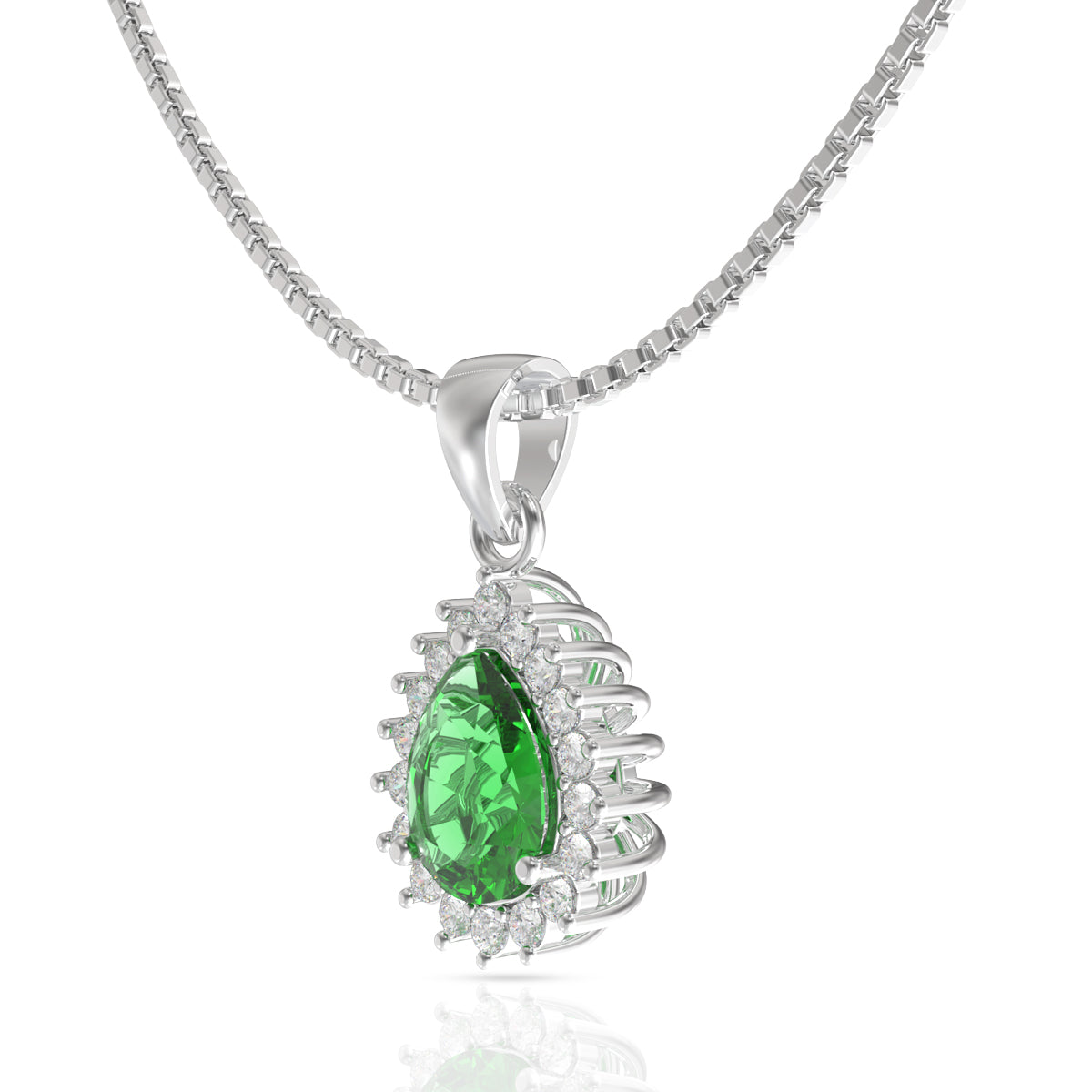 Charming Silver Green Drop Pendant Set