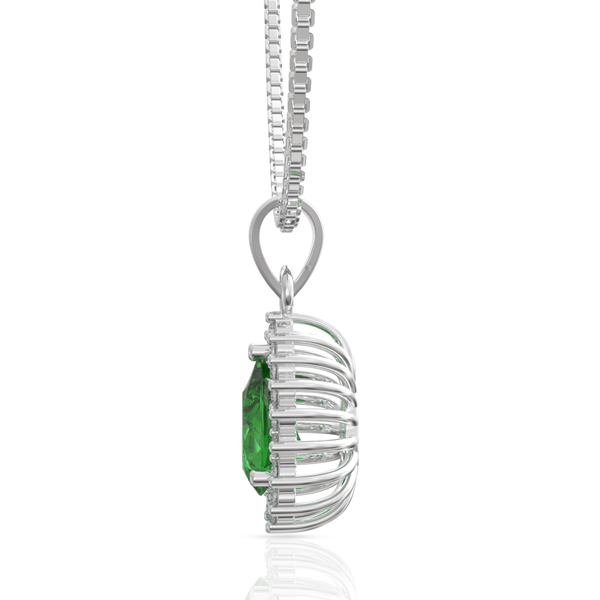 Charming Silver Green Drop Pendant Set