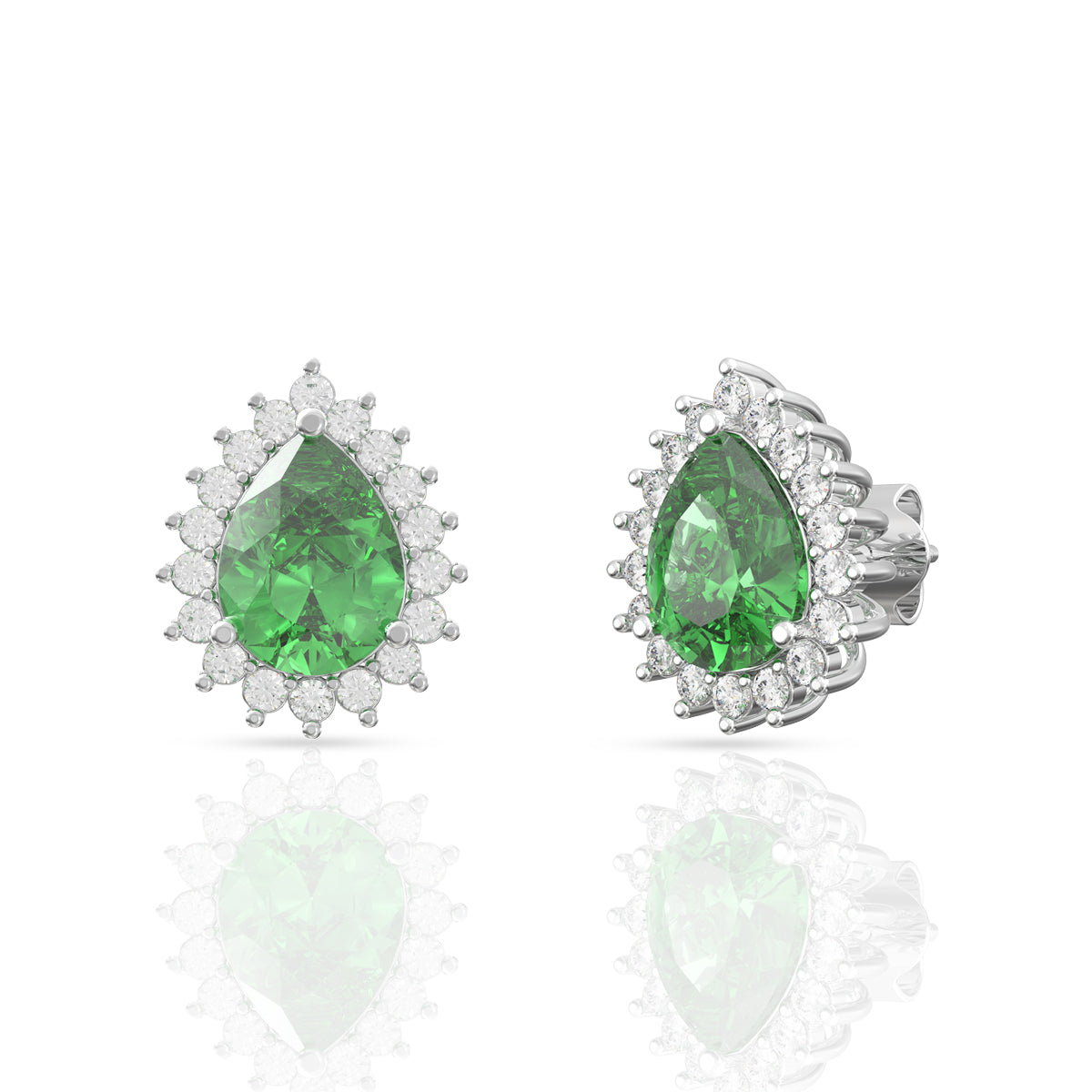 Charming Silver Green Drop Pendant Set