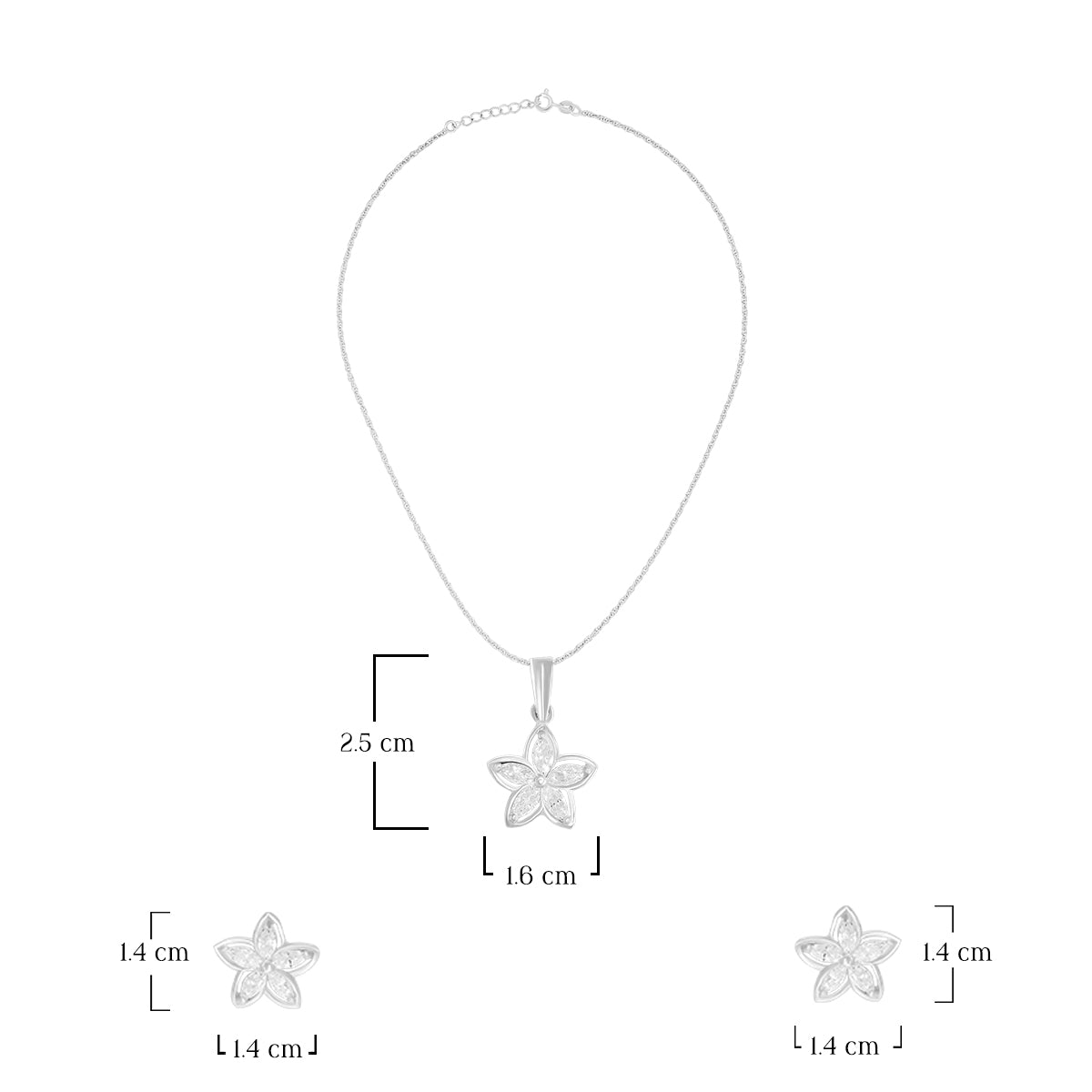 Elegant Five Petal Flower Pendant Set