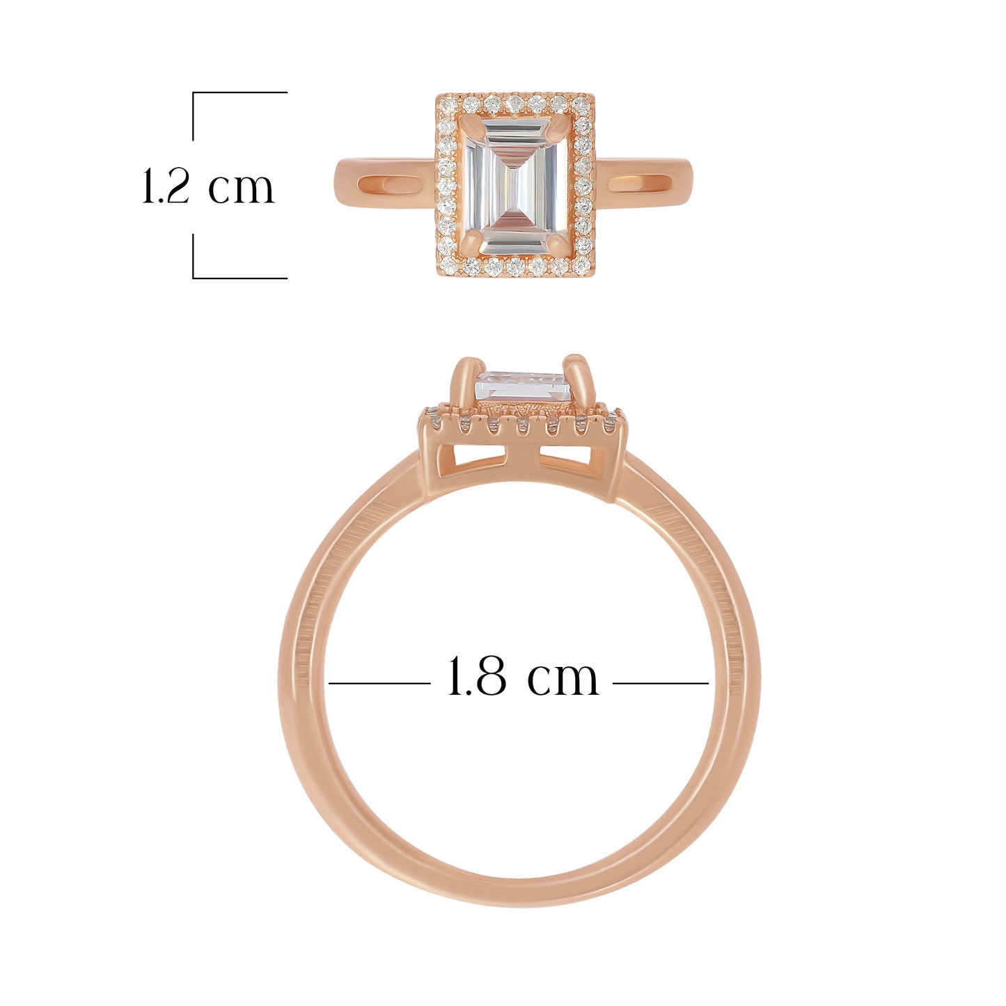 Square Halo Crystal Ring