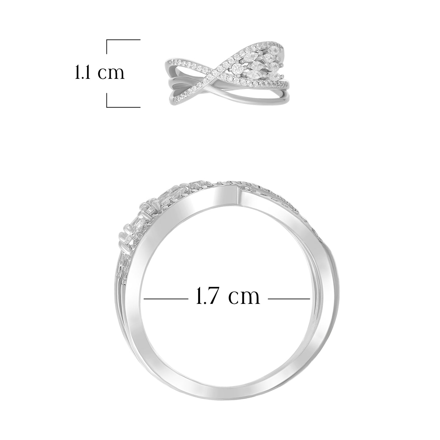 Stylish Criss-Cross Sparkle Ring