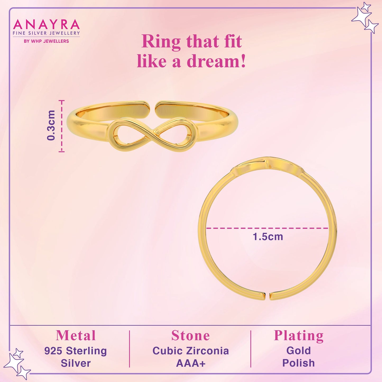 Trendy Infinity Style Silver Ring