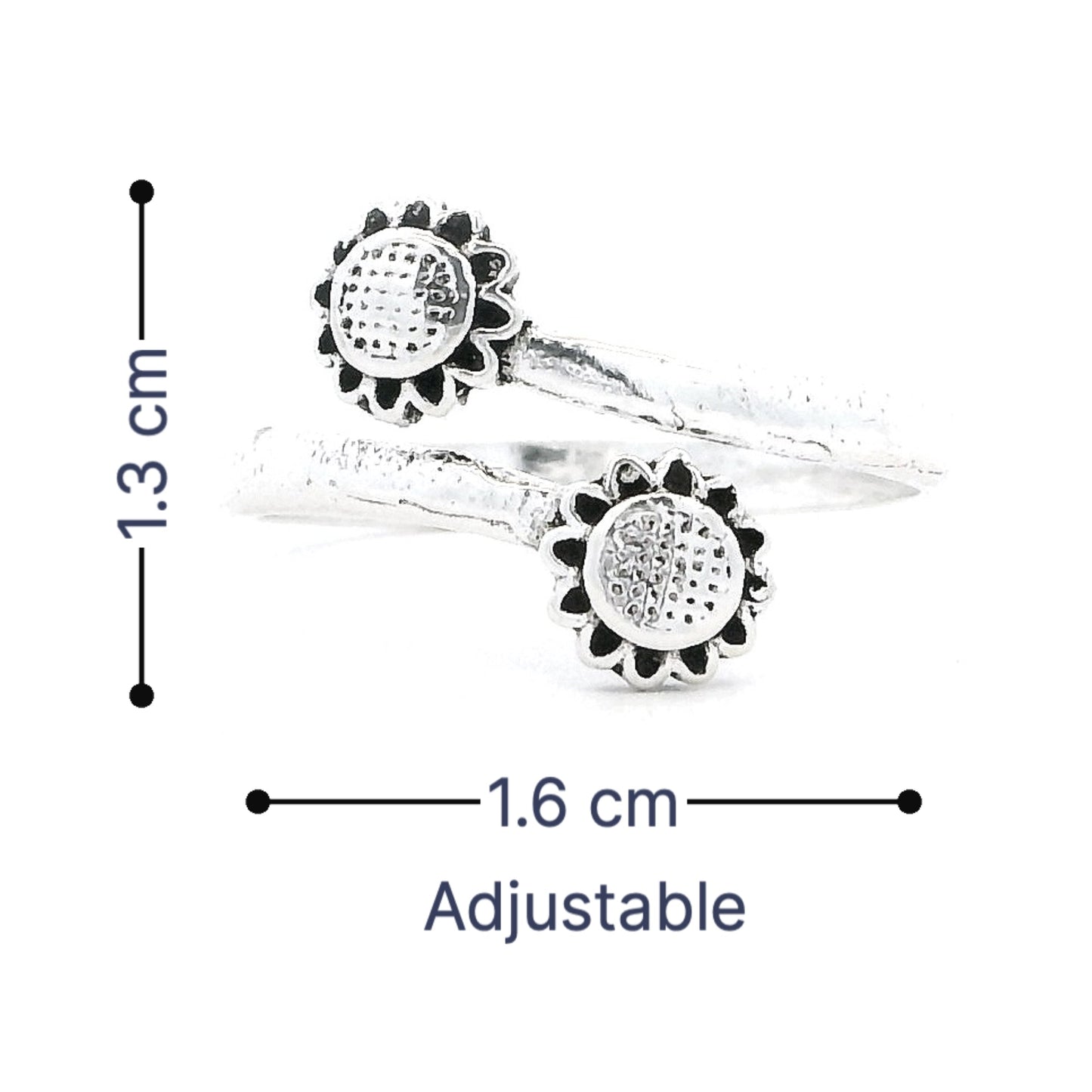 Sunflower Charm Silver Toe Rings