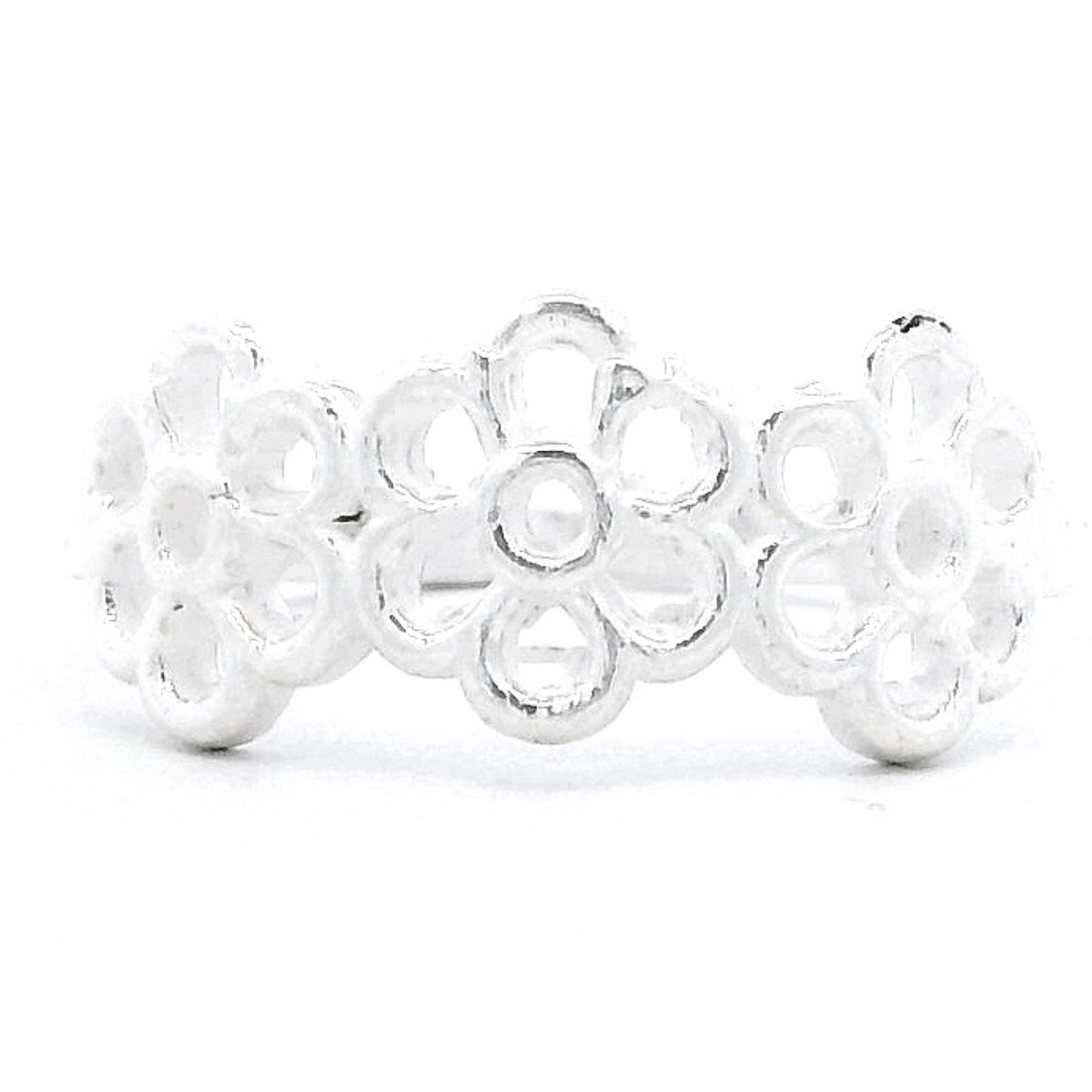 Silver Bloom Floral Toe Rings