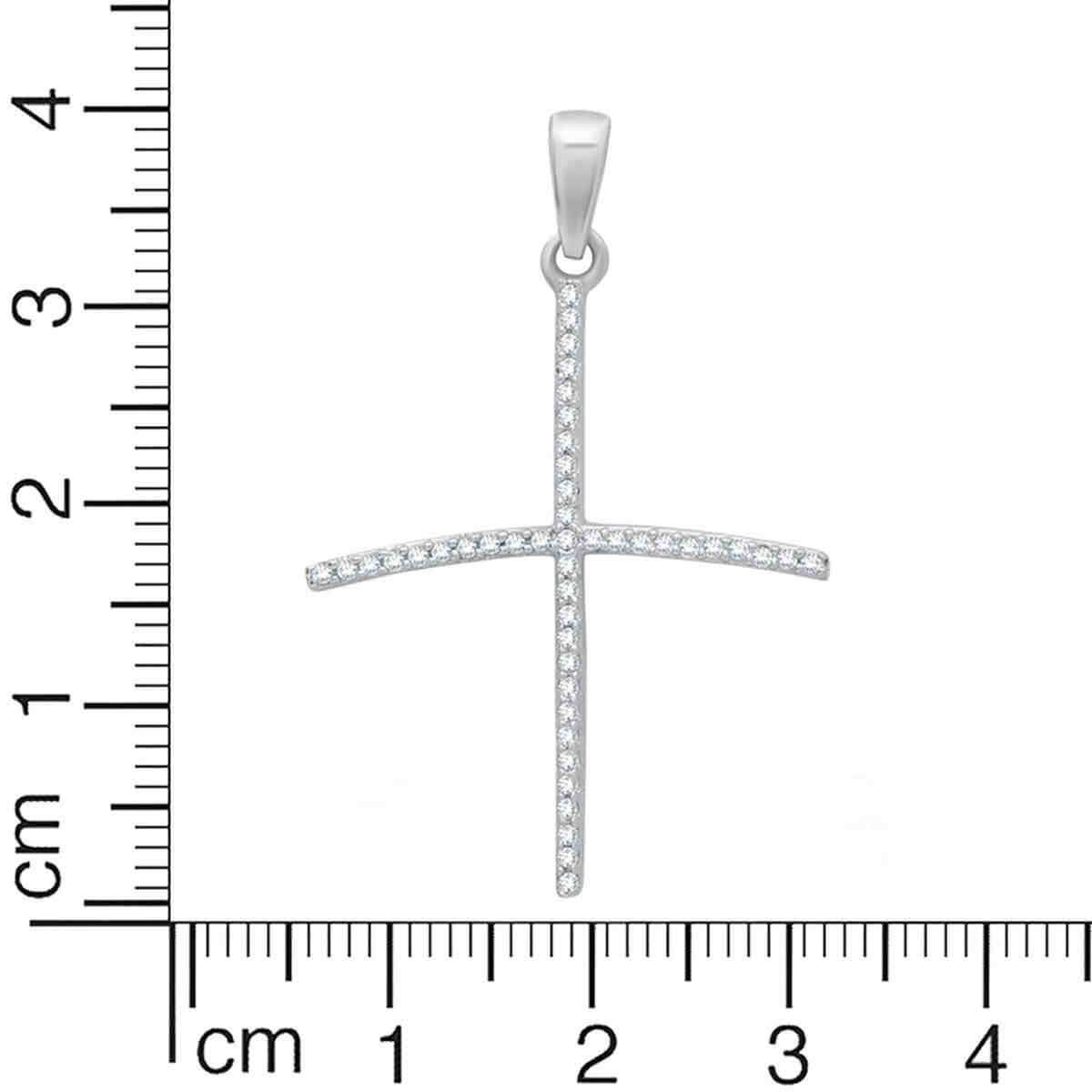 Holy Cross Diamond Pendant In Silver