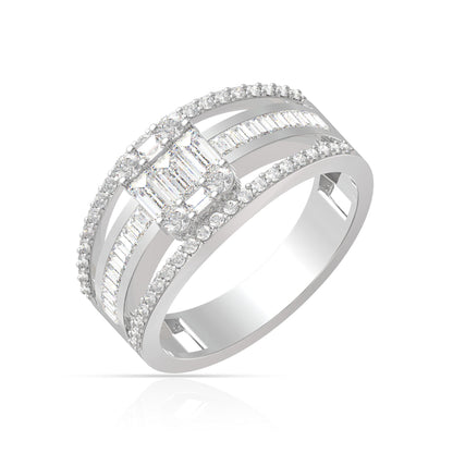 Glamorous Crystal Studded Silver Ring