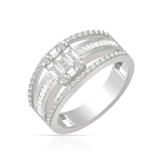 Glamorous Crystal Studded Silver Ring