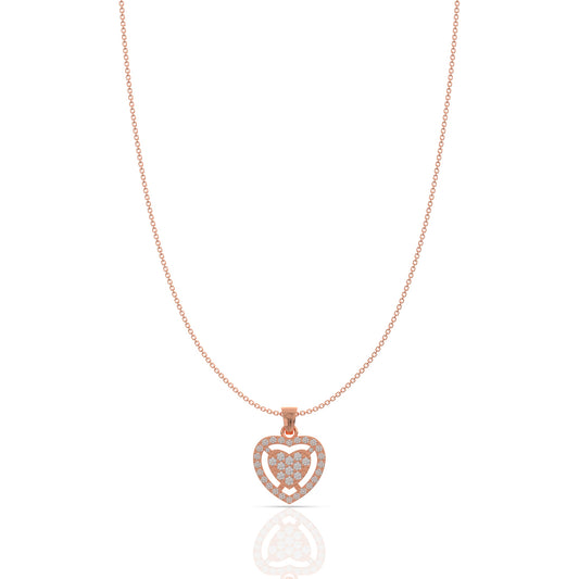 Rose Gold Heart Pendant In Silver
