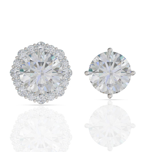Silver Zircon Bezel Diamond Stud Earrings