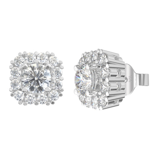 Silver Zircon White Sunshine Studs