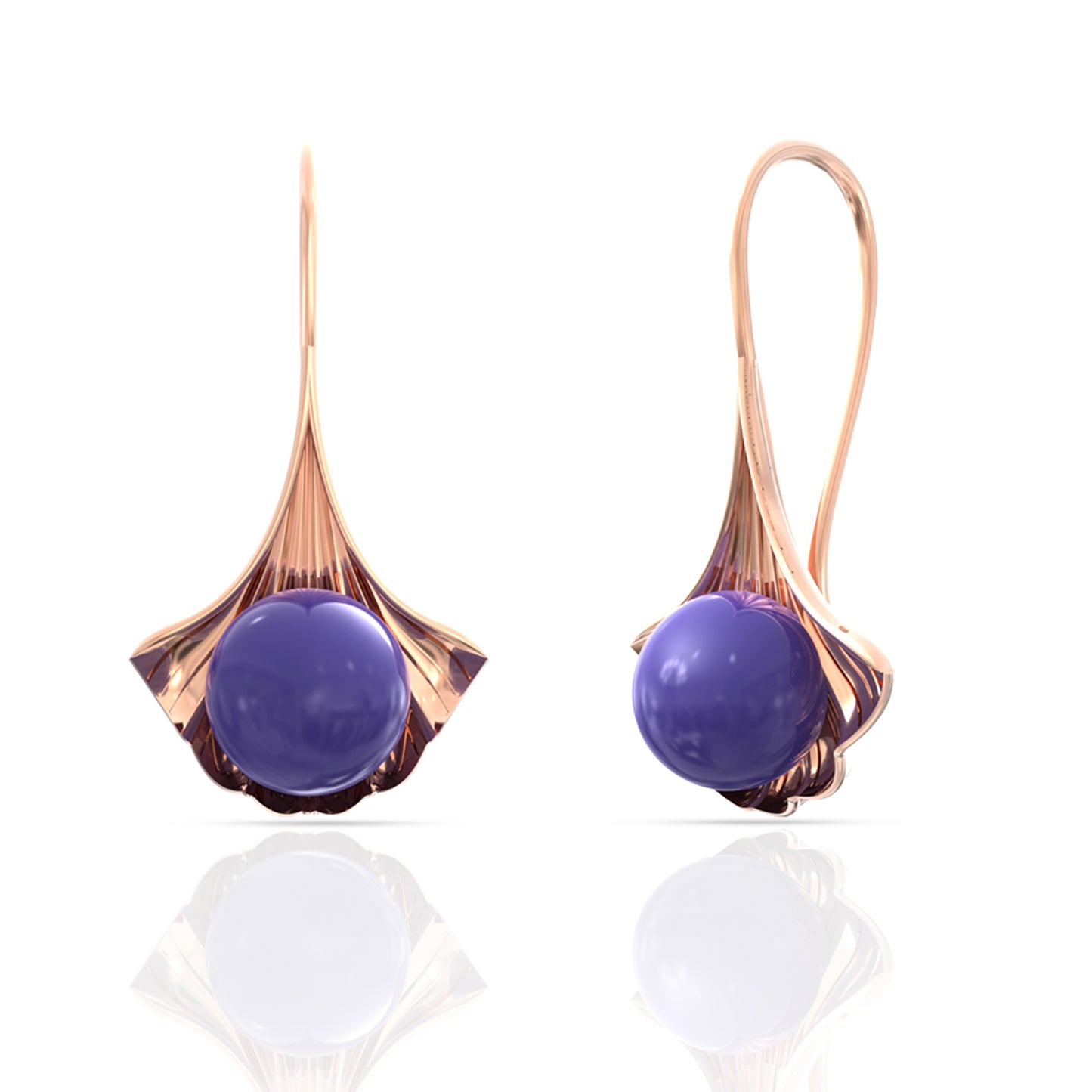 Purple Pearl Drop Silver Earrings