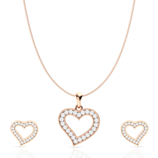 Diamond Heart Pendant Set In Silver