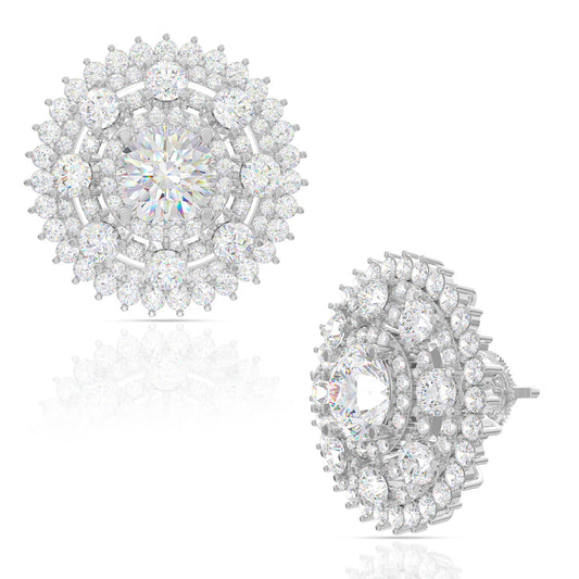 Zirconia Mandala Stud Earrings In Silver