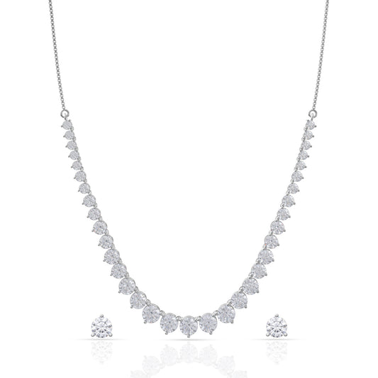 Delight Solitaire Silver Necklace Set