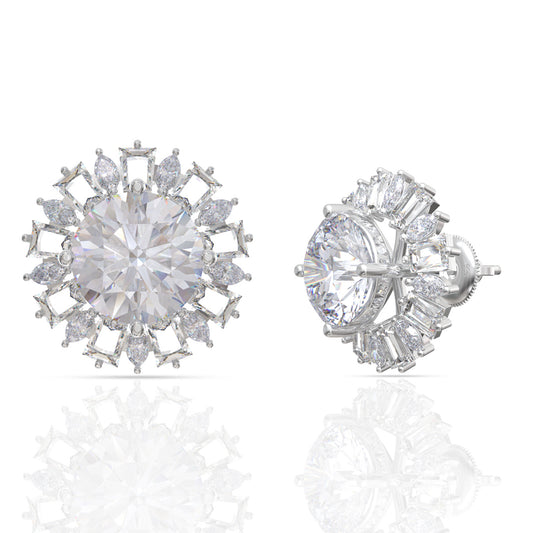 Charming Floral Silver Stud Earrings