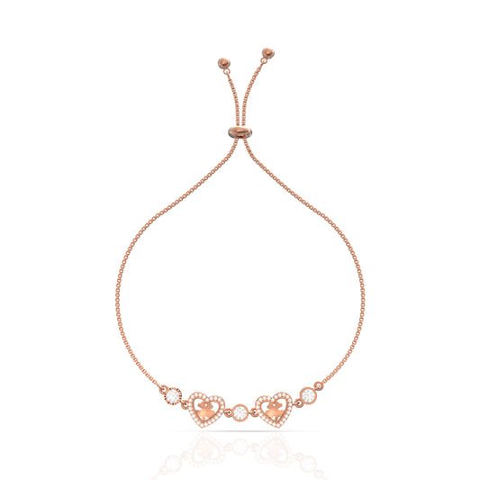 Rose Gold Halo Heart Studded Bracelet