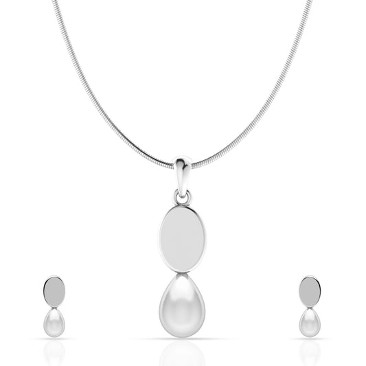 Sterling Silver Classic Pendant Set with Link Chain