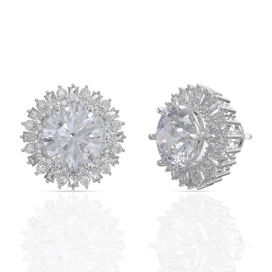 Shiny Solitaire Silver Stud Earrings