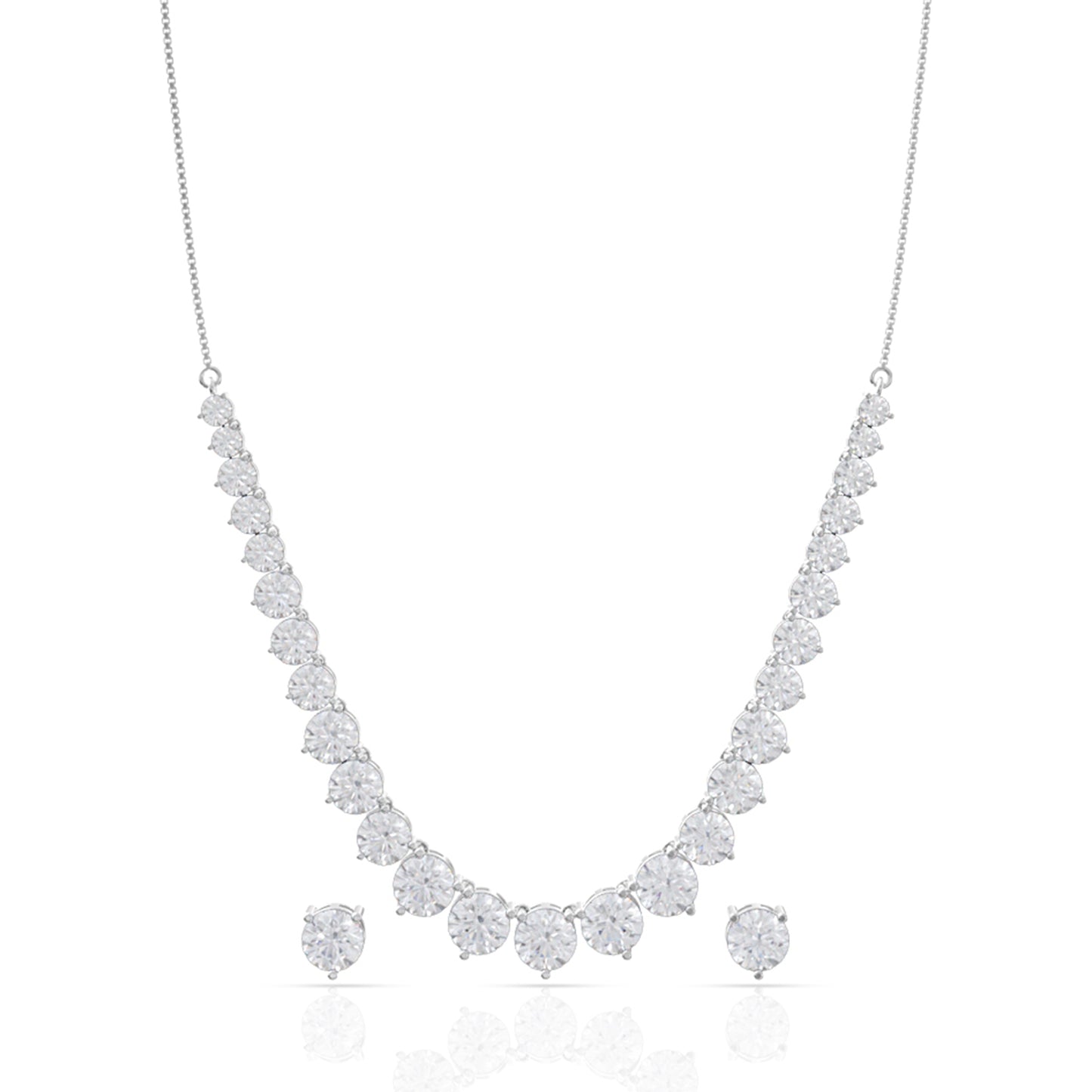 Striking Solitaire Silver Necklace Set