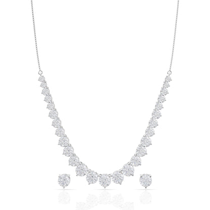 Striking Solitaire Silver Necklace Set