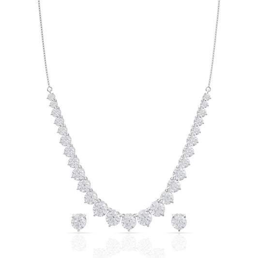 Striking Solitaire Silver Necklace Set