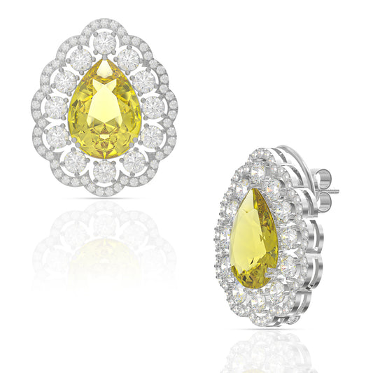 Yellow Diamond Silver Earrings